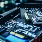 black and gray computer motherboard