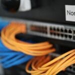 a close up of a network switch box