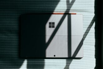 Surface laptop with shadows