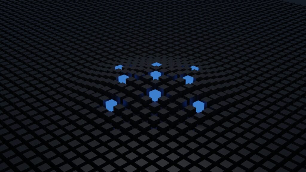 a group of blue arrows on a black background