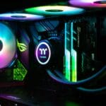 black and purple audio mixer