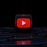 a red play button on a black background