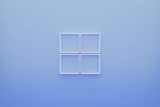 a blue background with a white square in the middle