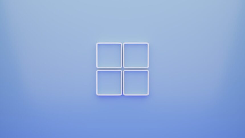 a blue background with a white square in the middle